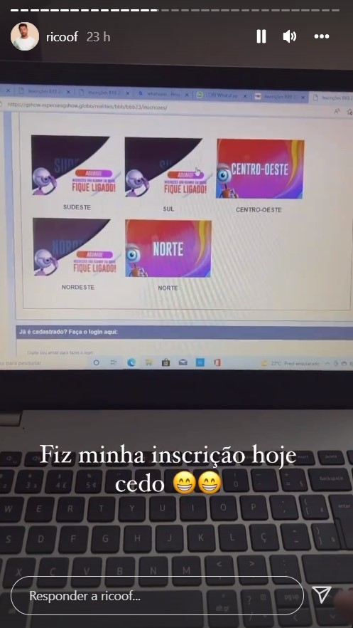 Rico Melquiades se inscreve para o BBB 23 