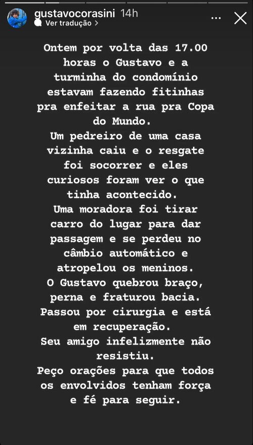 O ator que interpretou o personagem Tadeu quando criança passou por cirurgia e está bem. 