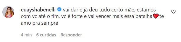 Filha de Simony escreve recado para a mãe