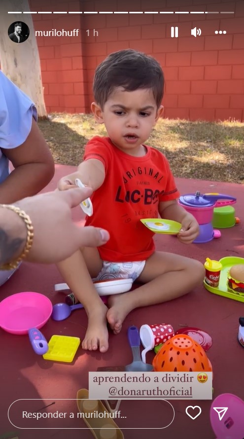 Murilo Huff divide com fãs momento divertido ao lado do filho, Léo