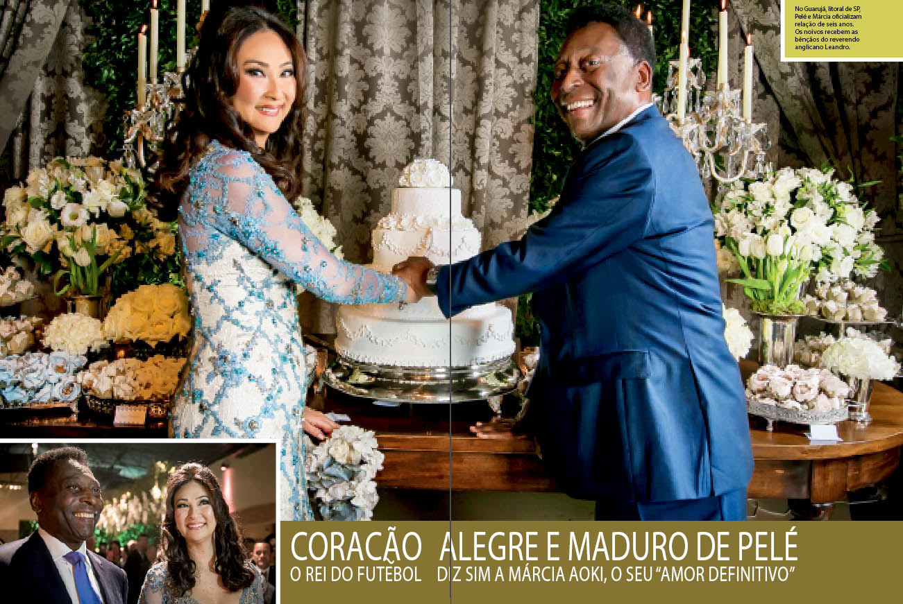 Relembre como foi o casamento de Pelé e Márcia Aoki em reportagem da revista CARAS