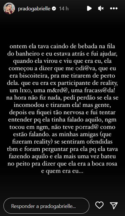 Gabi Prado fala sobre discussão com Bianca Andrade