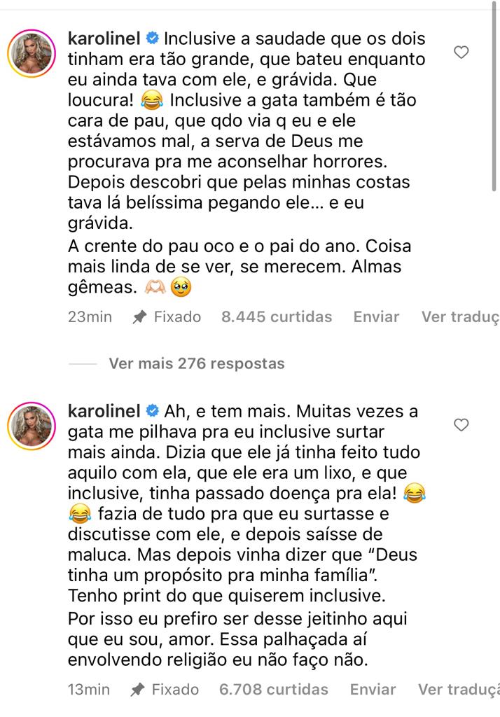 Karoline Lima conta que foi traída por Éder Militão quando estava grávida da filha do casal