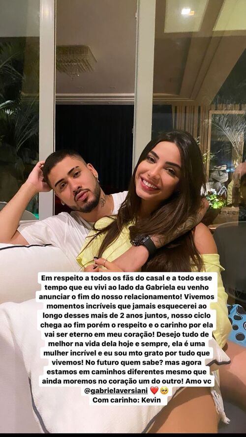 Kevinho e Gabriela ficaram juntos por mais de dois anos 