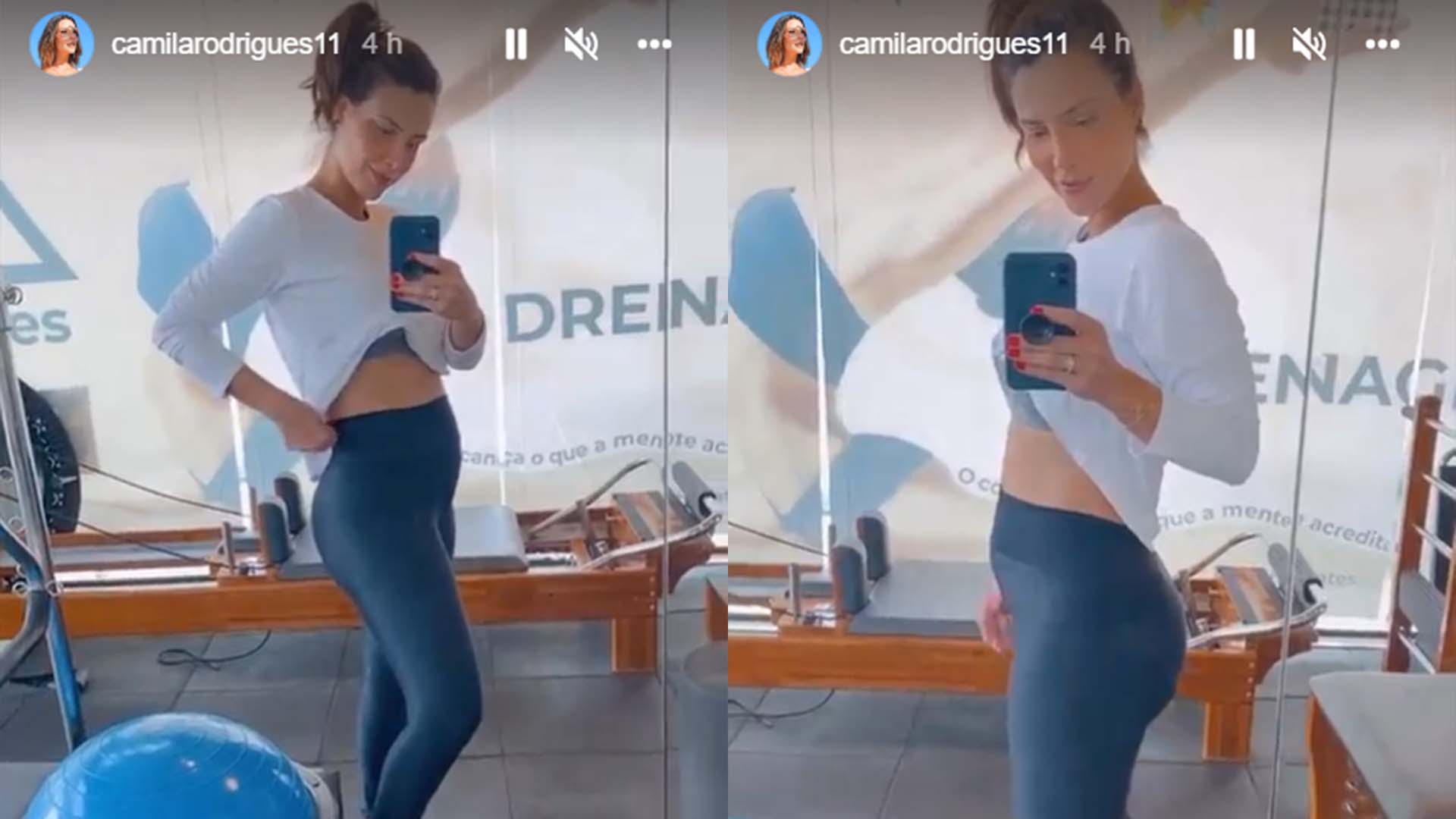 Camila Rodrigues mostra a barriga de grávida