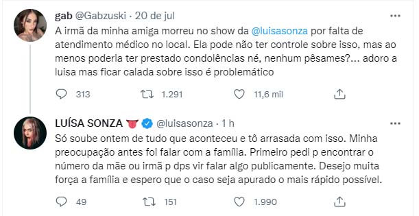 Luisa Sonza comenta sobre morte de fã