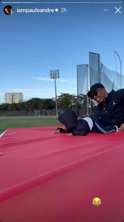 Paulo André e o filho apostaram corrida