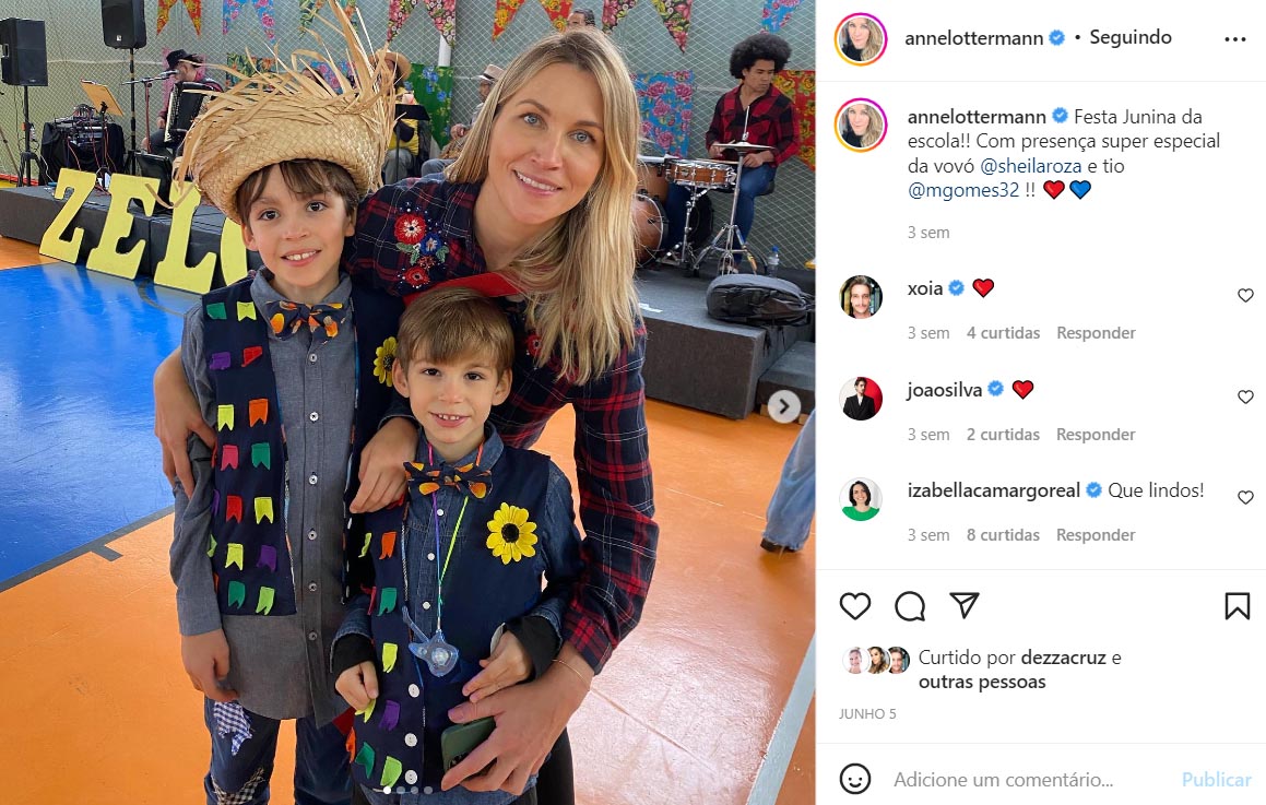 Anne Lottermann com os dois filhos