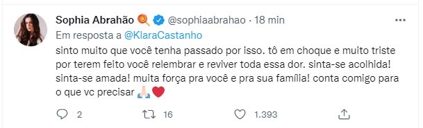 Famosos apoiam Klara Castanho