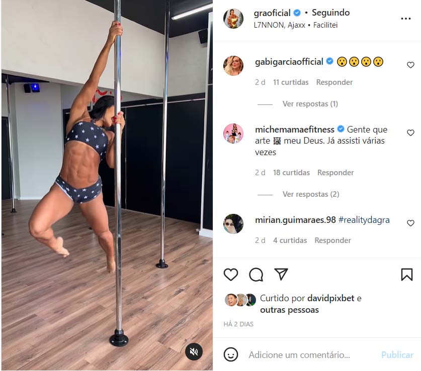 Gracyanne Barbosa na aula de pole dance