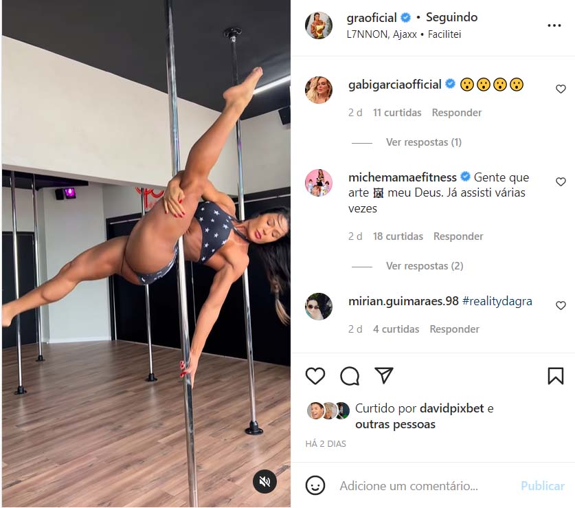 Gracyanne Barbosa na aula de pole dance