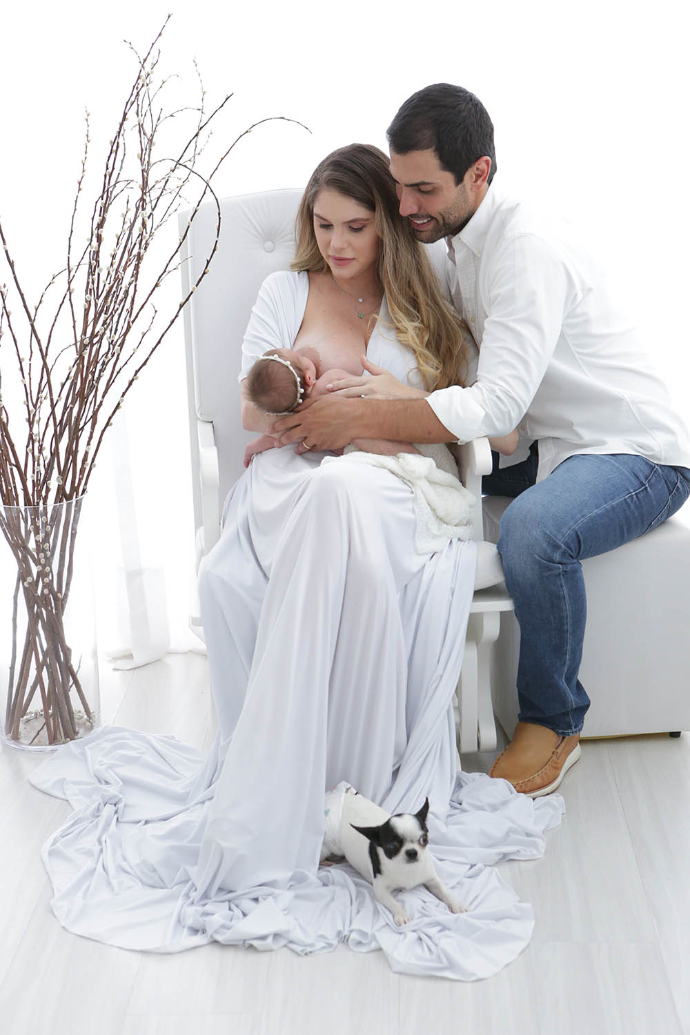 Bárbara Evans com a filha, Ayla, e o marido, Gustavo Theodoro