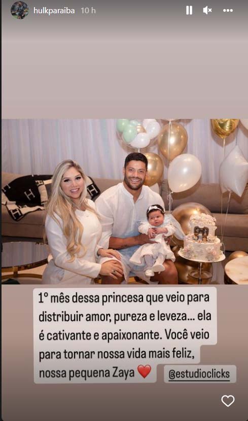 Hulk mostra fotos do mesversário da filha caçula, Zaya