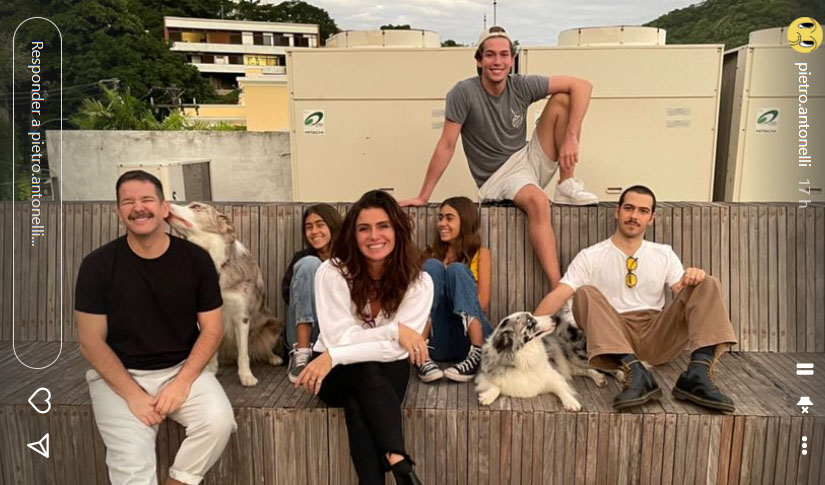 Pietro mostra foto com os pais, Murilo Benício e Giovanna Antonelli, e os irmãos, Antonia, Sofia e Antonio