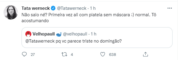 Tata Werneck responde comentário de fã