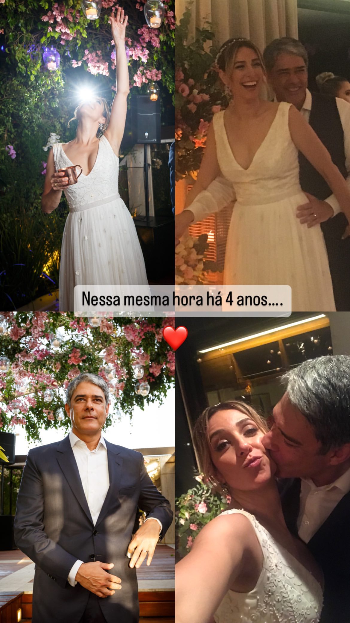 Natasha Dantas e William Bonner na festa de casamento