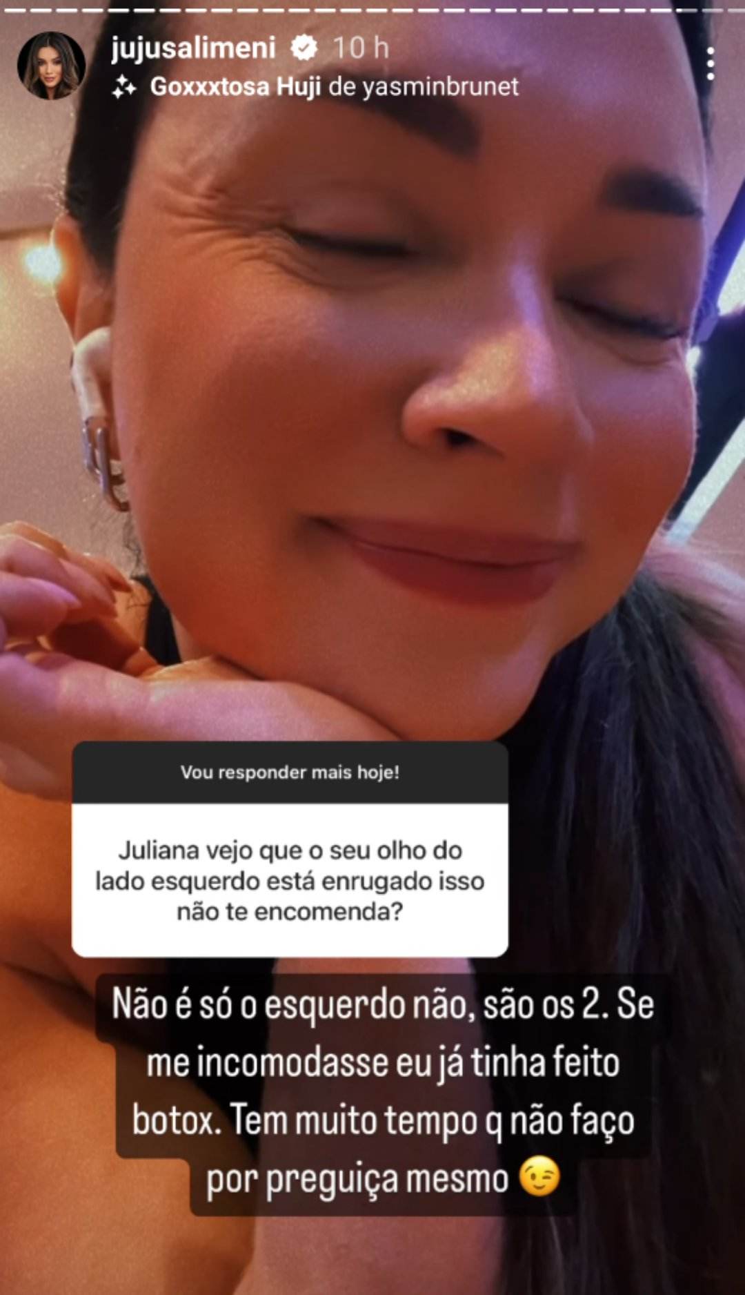 Juju Salimeni ruga nos olhos