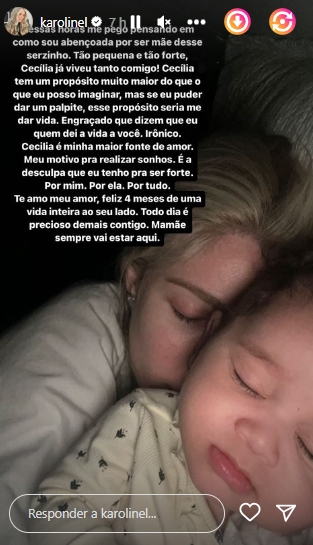 Karoline Lima faz desabafo e se declara para a filha