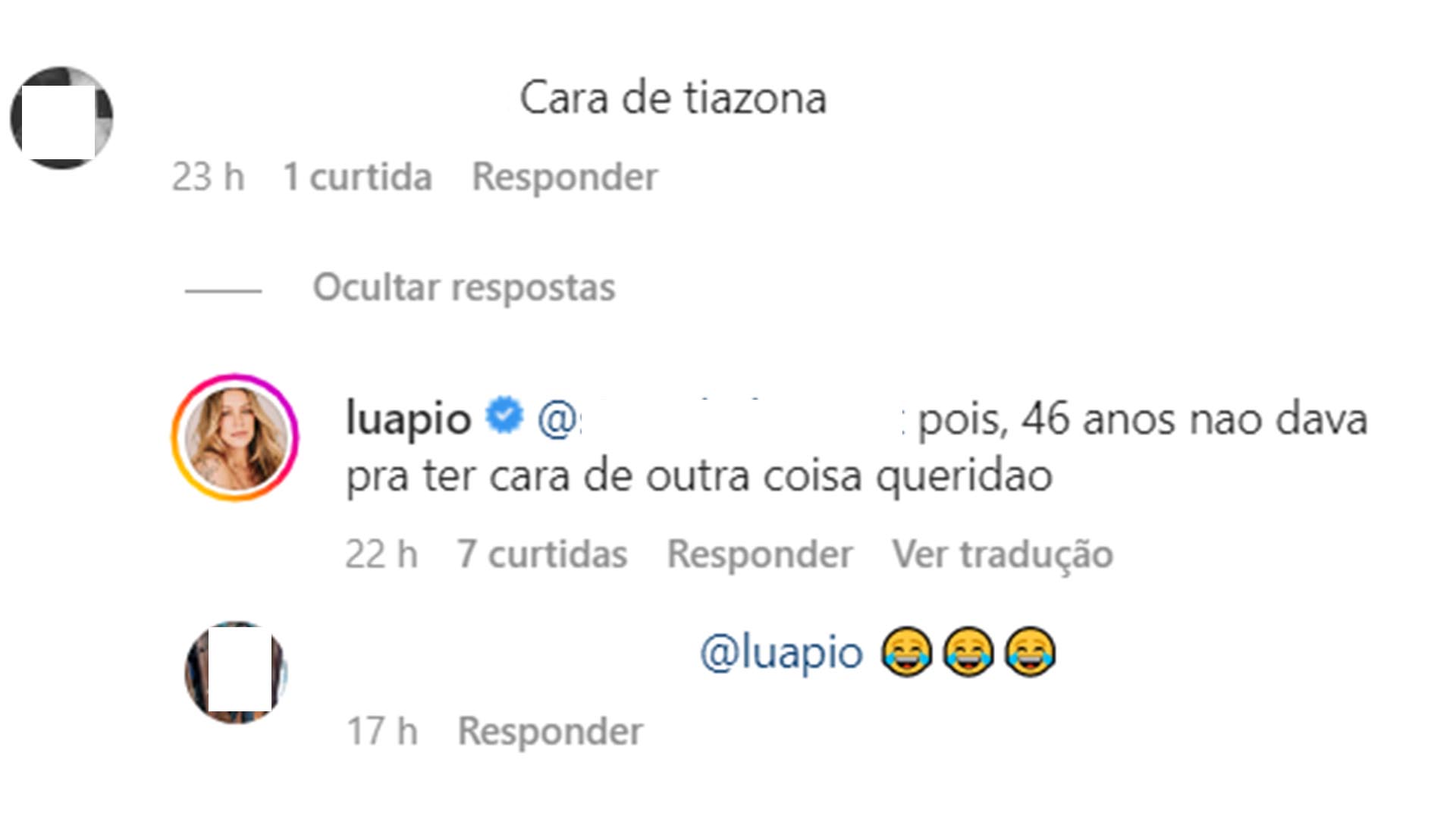 Luana Piovani reage ao ver comentário de seguidor