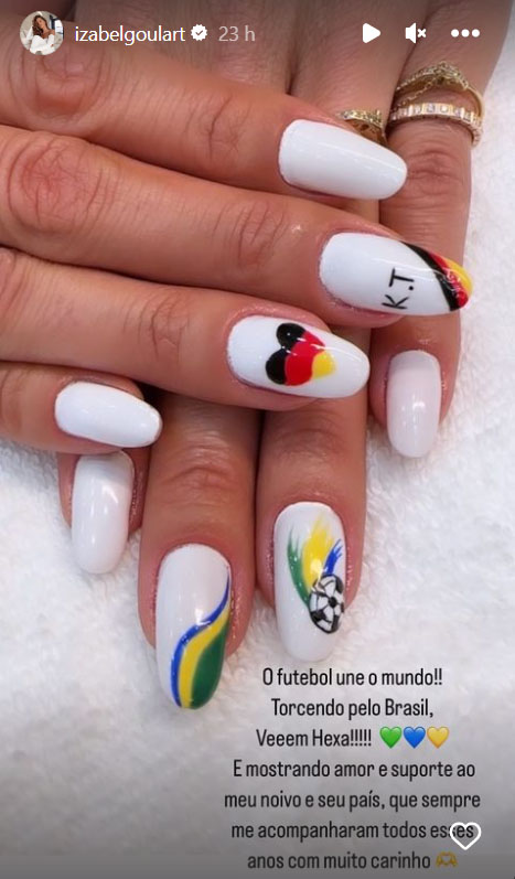 Unhas de Izabel Goulart na Copa do Mundo do Catar