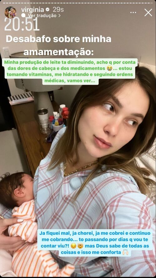 Virginia Fonseca comentou sobre a amamentação de sua filha Maria Flor