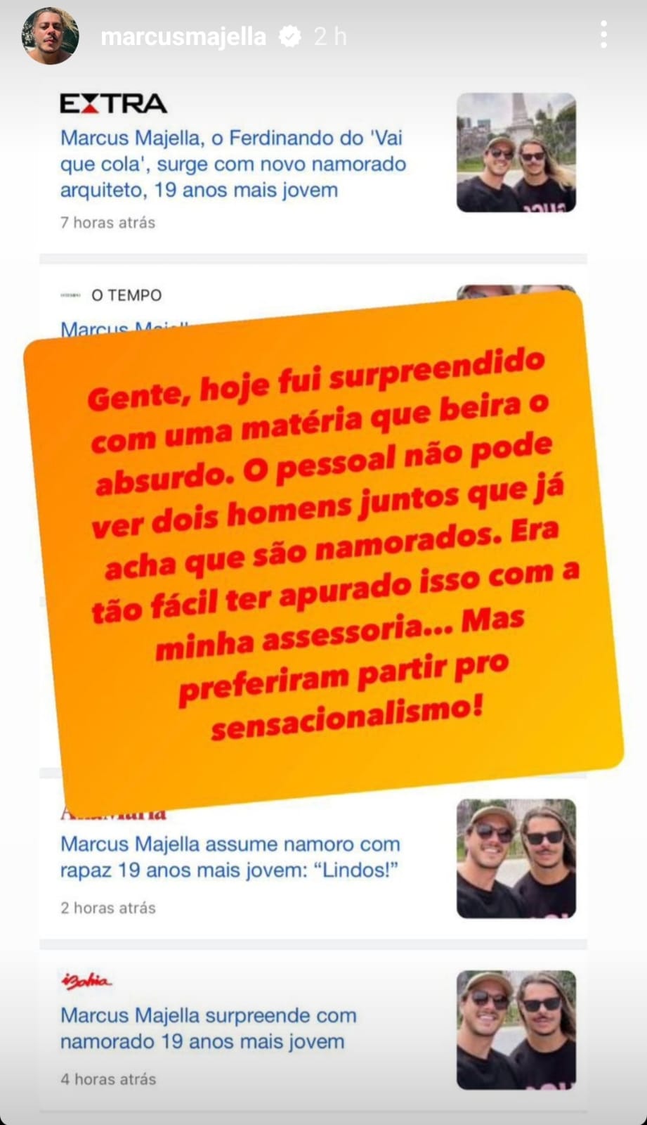 Marcus Majella desmente notícias sobre affair - Instagram