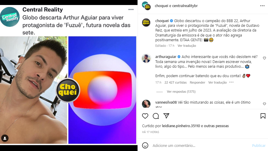 Arthur Aguiar rebate rumores de novela da Globo