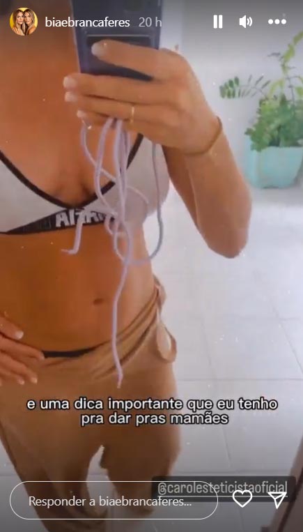 Branca Feres mostra a barriga pós-parto