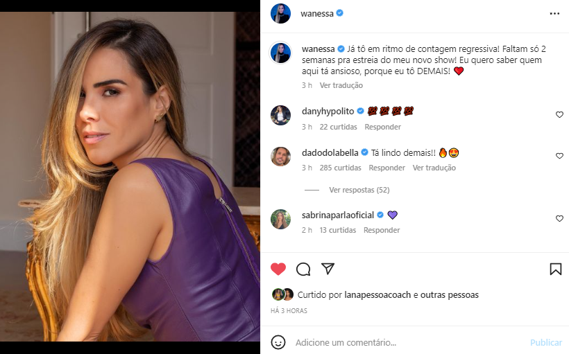 Dado Dolabella comenta post de Wanessa