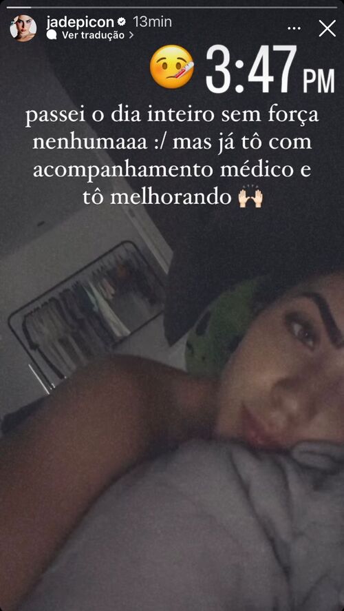 Jade Picon anunciou por meio de seu Instagram que está doente