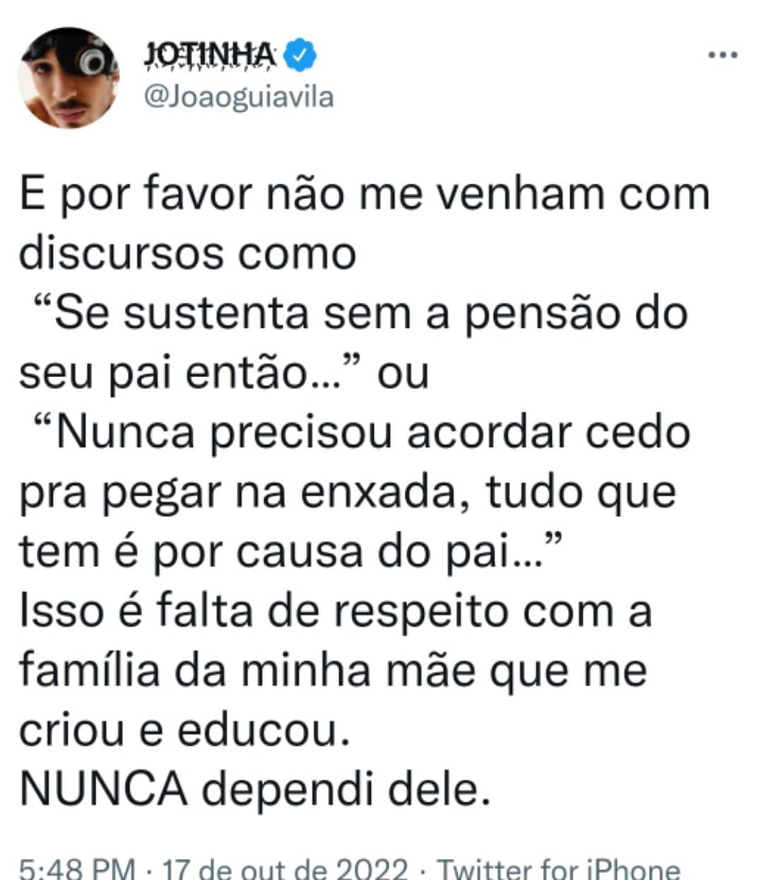 João Guilherme fala de pensão