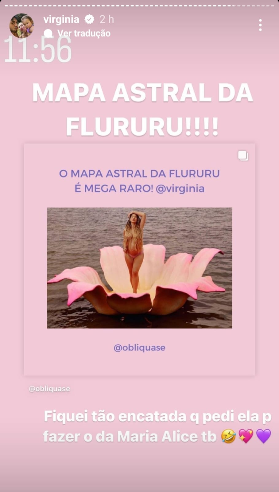 Virginia compartilha o mapa astral das filhas - Instagram