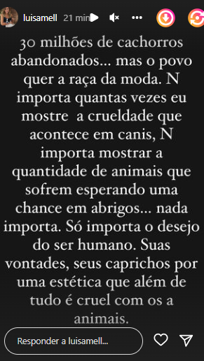 Luisa Mell alfineta Juliette após surgir com cachorros de raça