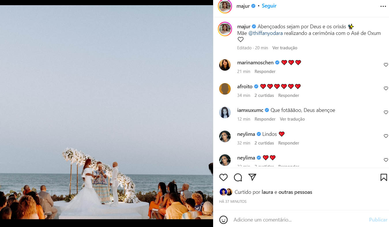 Majur mostra as fotos do seu casamento com Josué Amazonas