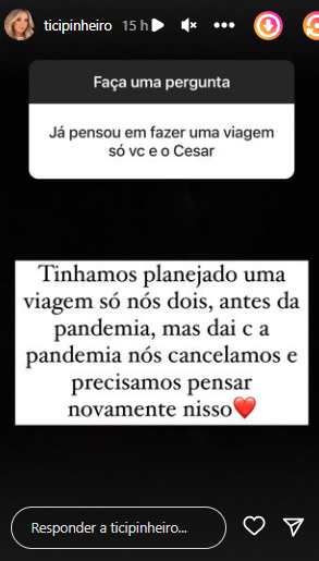 Ticiane Pinheiro sobre César Tralli