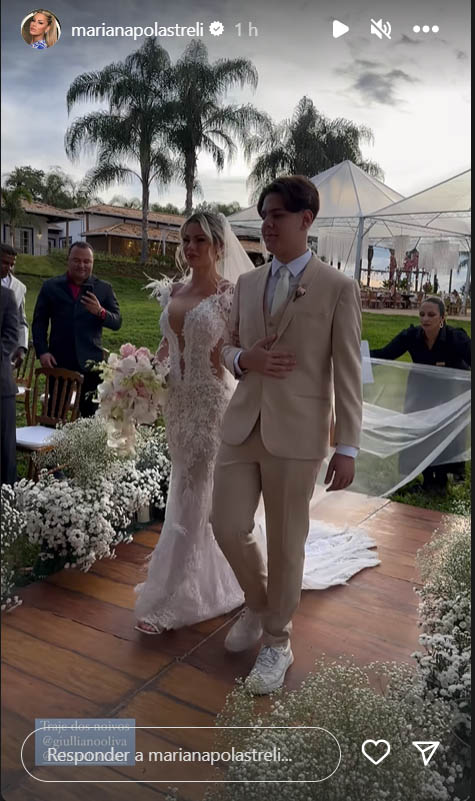 Vestido de noiva de Mariana Polastreli, esposa de Eduardo Costa