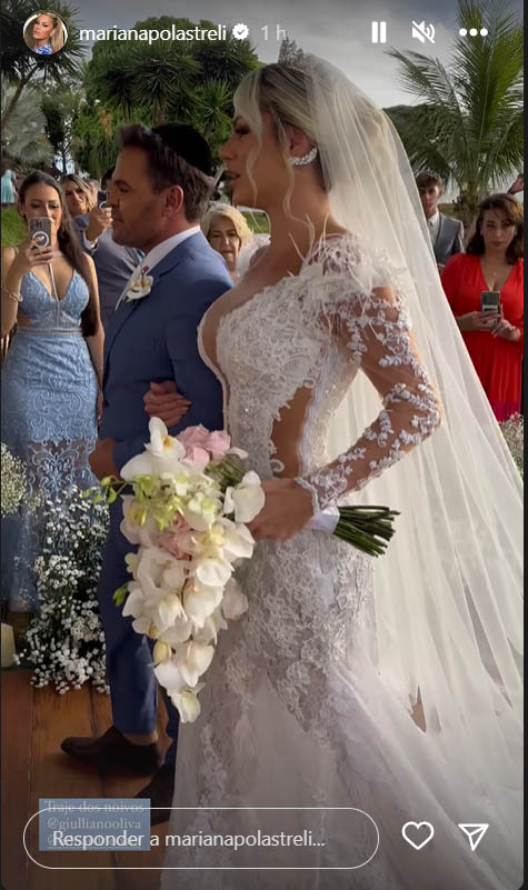 Vestido de noiva de Mariana Polastreli, esposa de Eduardo Costa