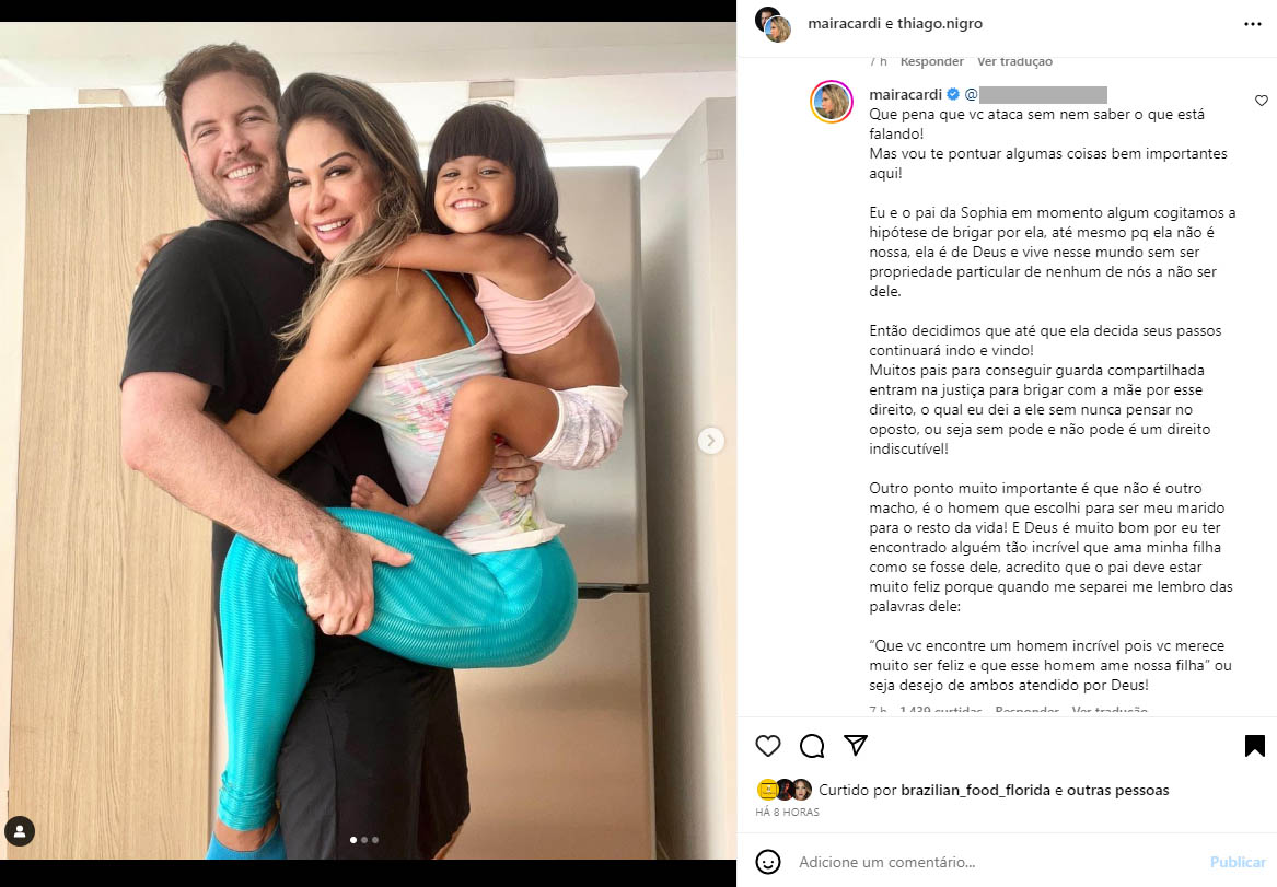 Thiago Nigro, Maíra Cardi e Sophia