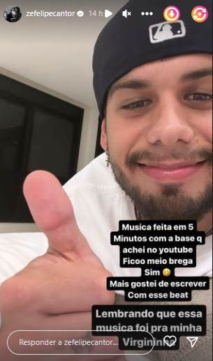 Zé Felipe fala que rap que fez para Virginia ficou brega