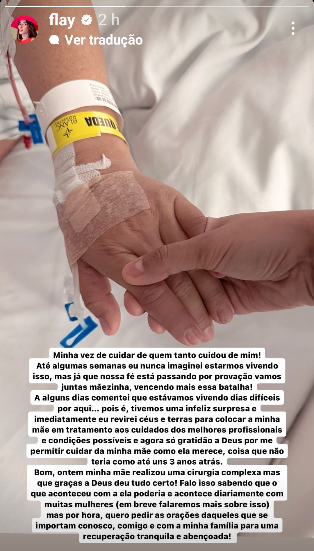 Mãe de Flay, do BBB 20, passa por cirurgia complexa: "Quero pedir orações"