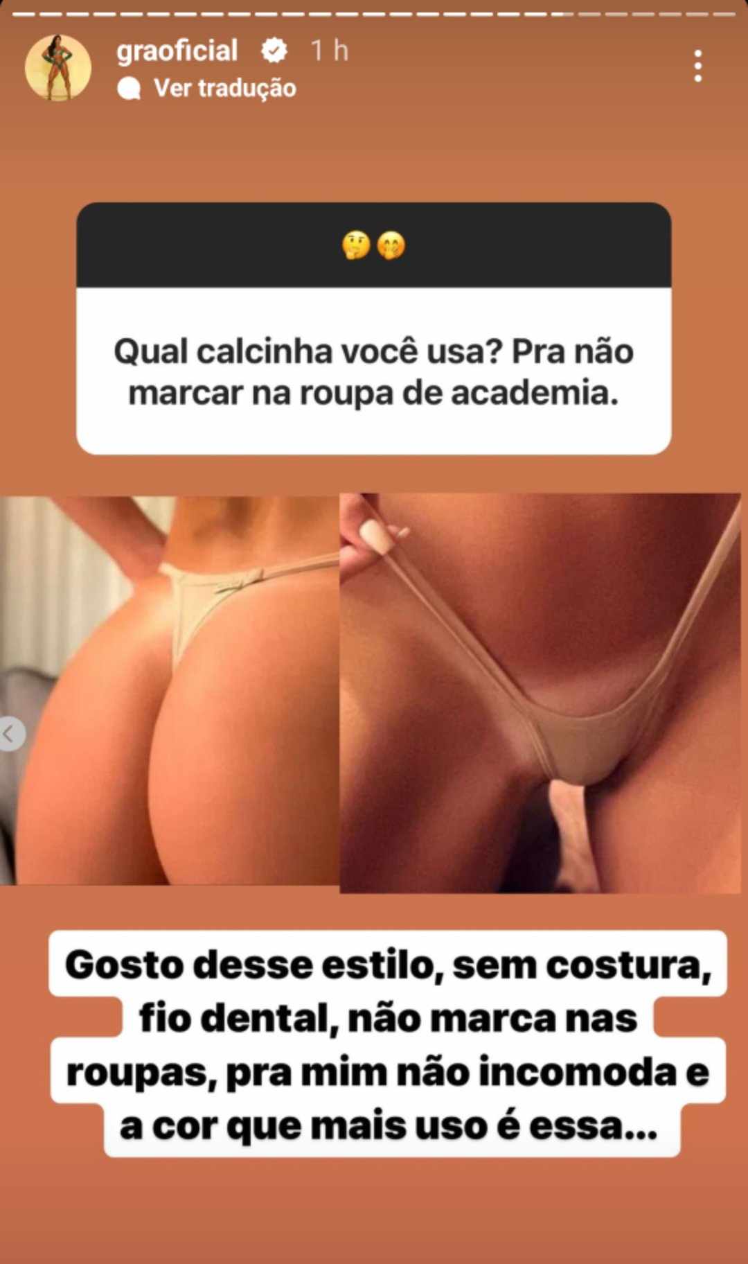 Gracyanne Barbosa mostra sua calcinha