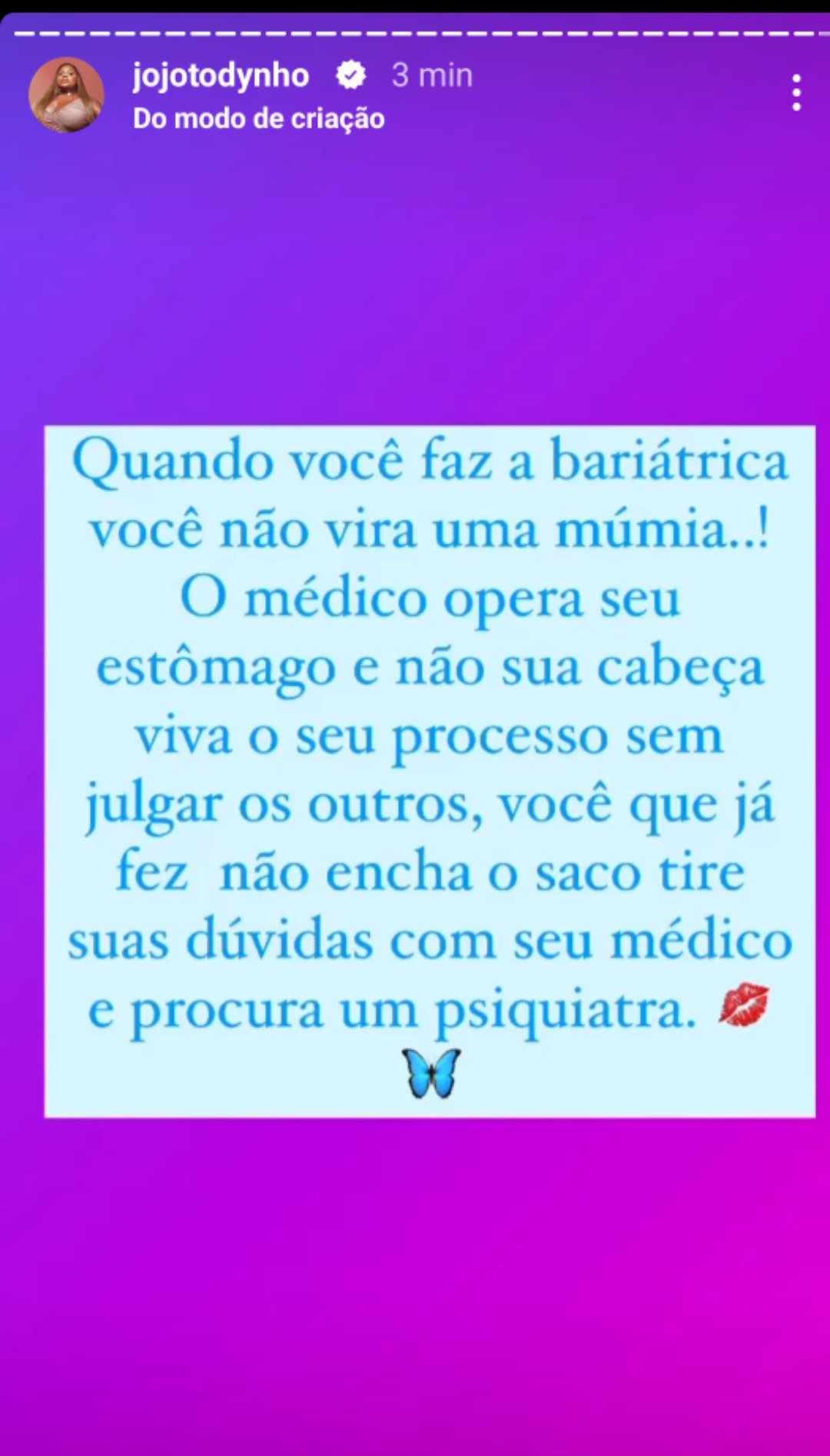 Jojo Todynho rebate questionamentos após bariátrica