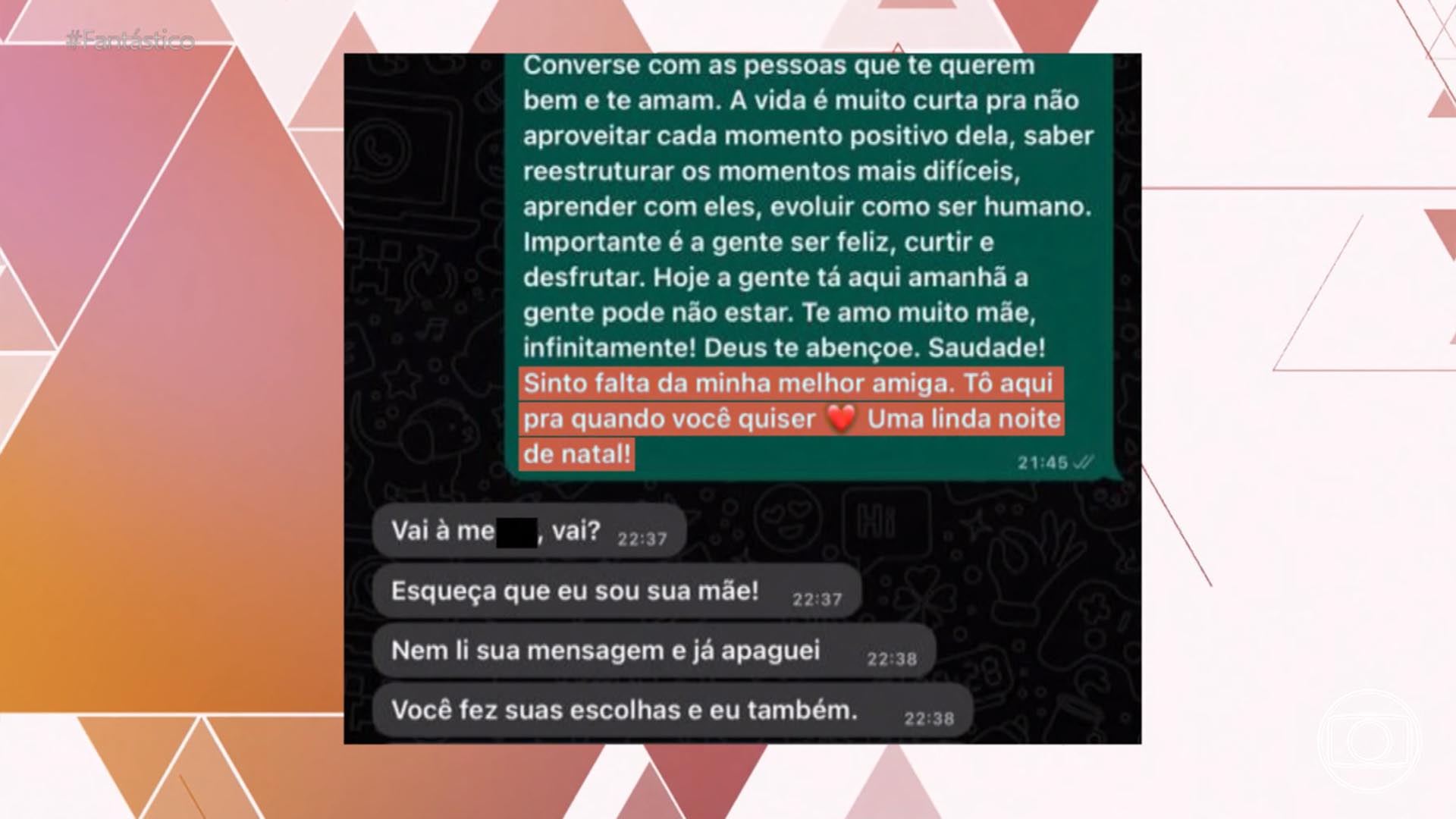 Larissa Manoela exibe print de conversa com a mãe no Natal