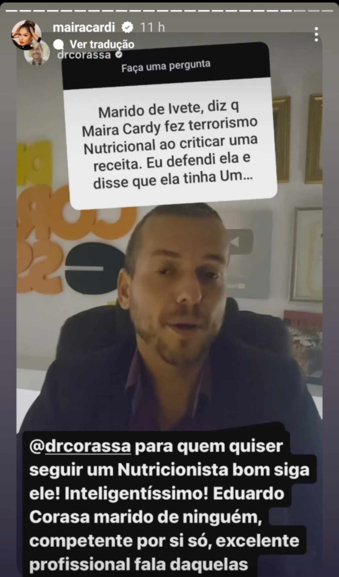 Maíra Cardi alfineta Daniel Cady