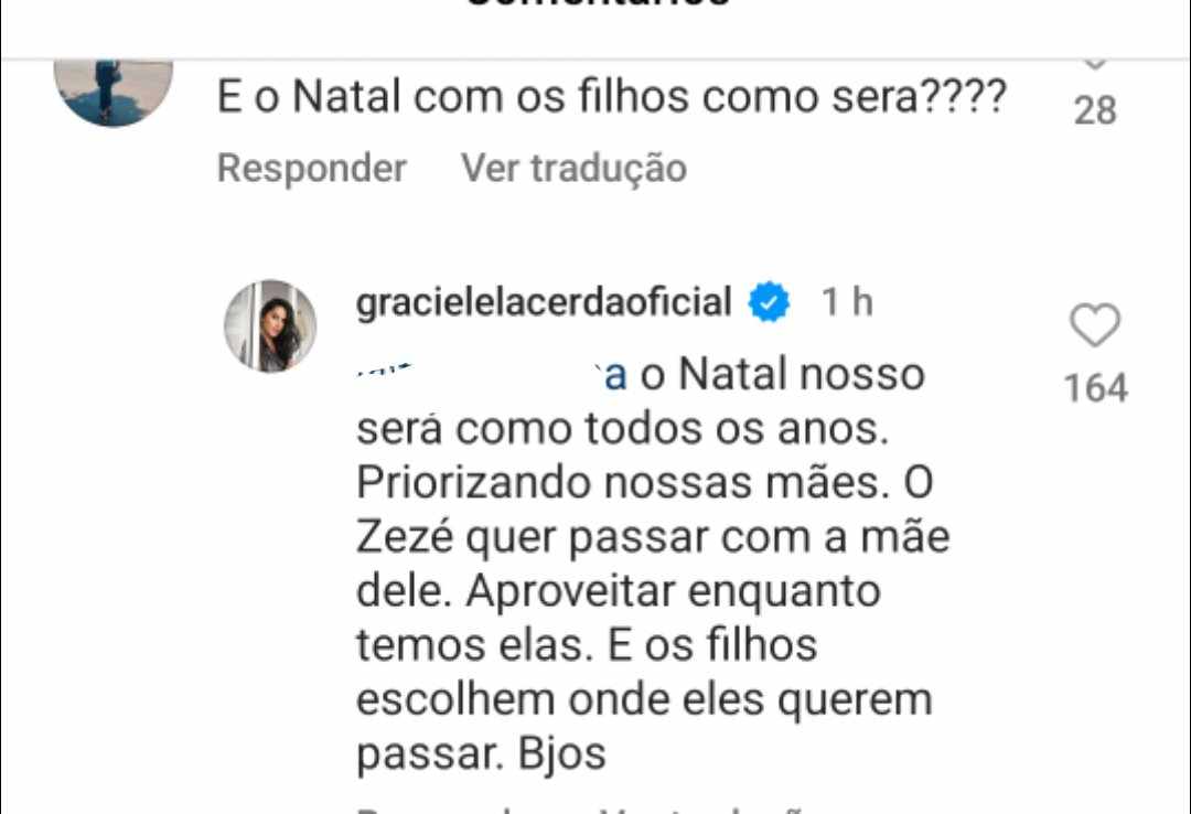 graciele lacerda fala sobre filhos de zezé