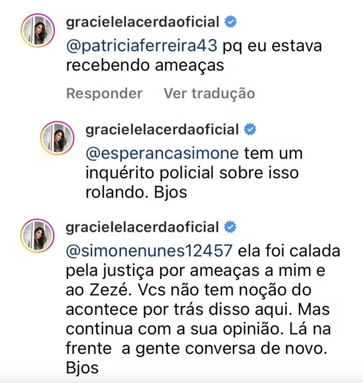 Graciele Lacerda desabafa