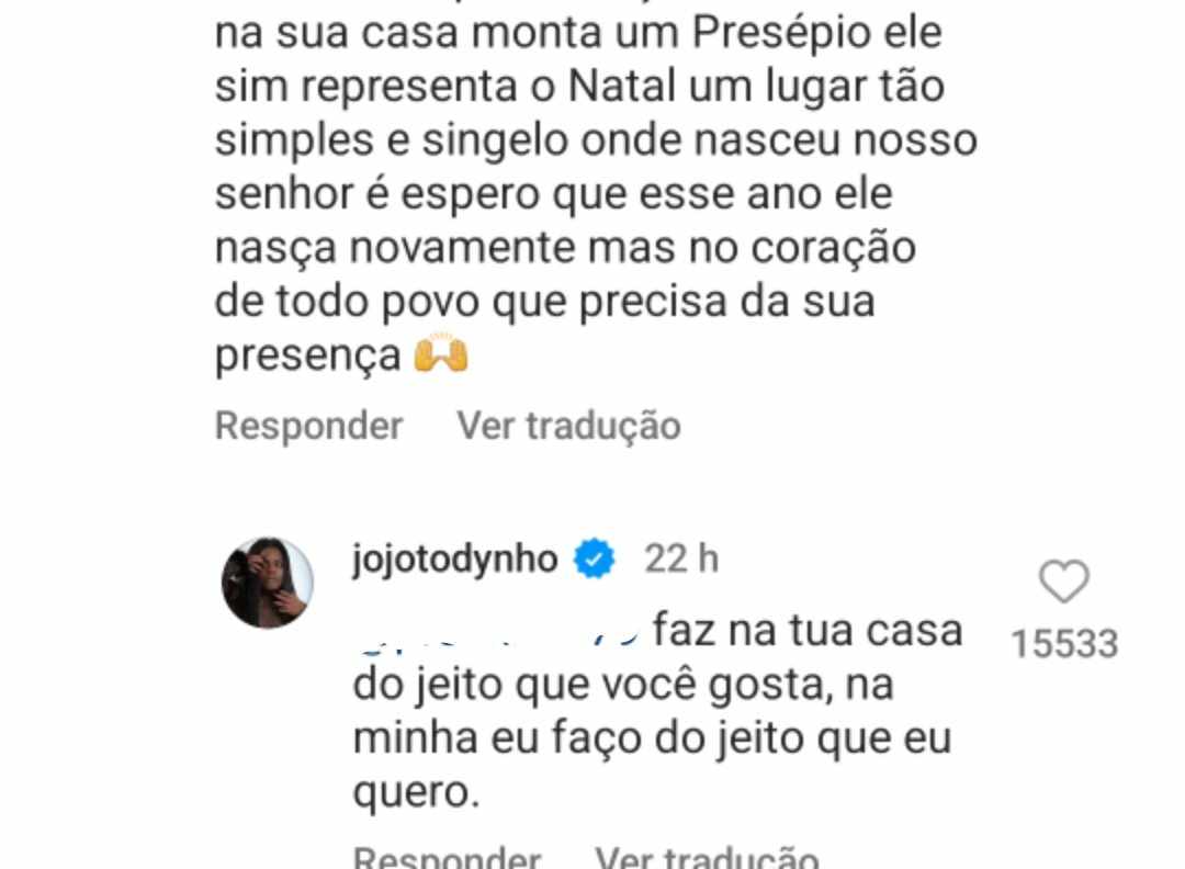 Jojo Todynho rebate comentário