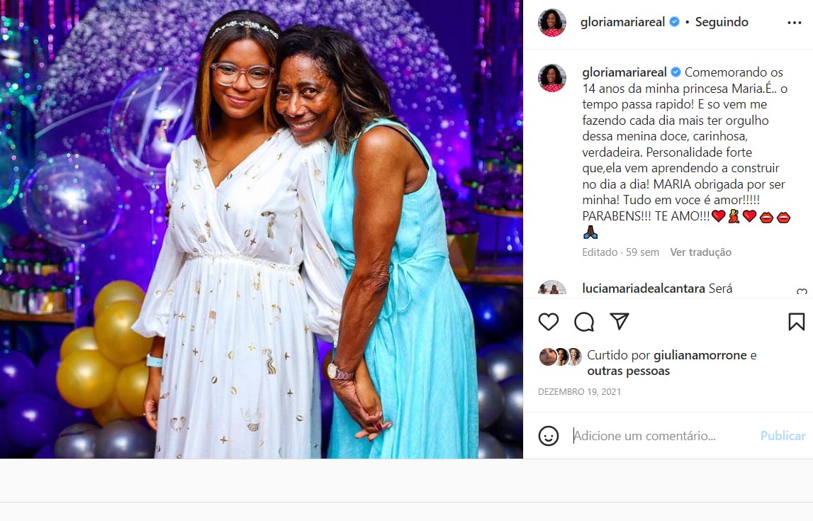 Glória Maria registrou o crescimento das filhas, Maria e Laura, nas redes sociais