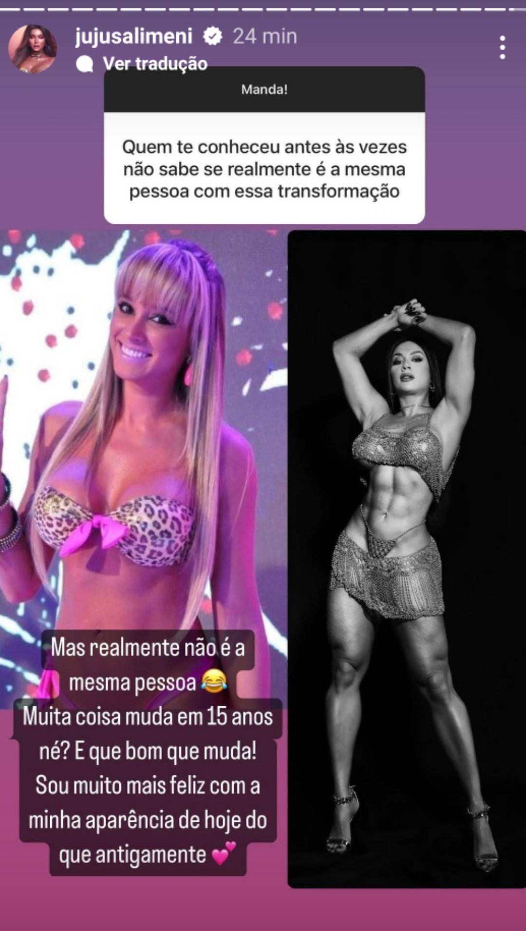 Juju Salimeni antes e depois