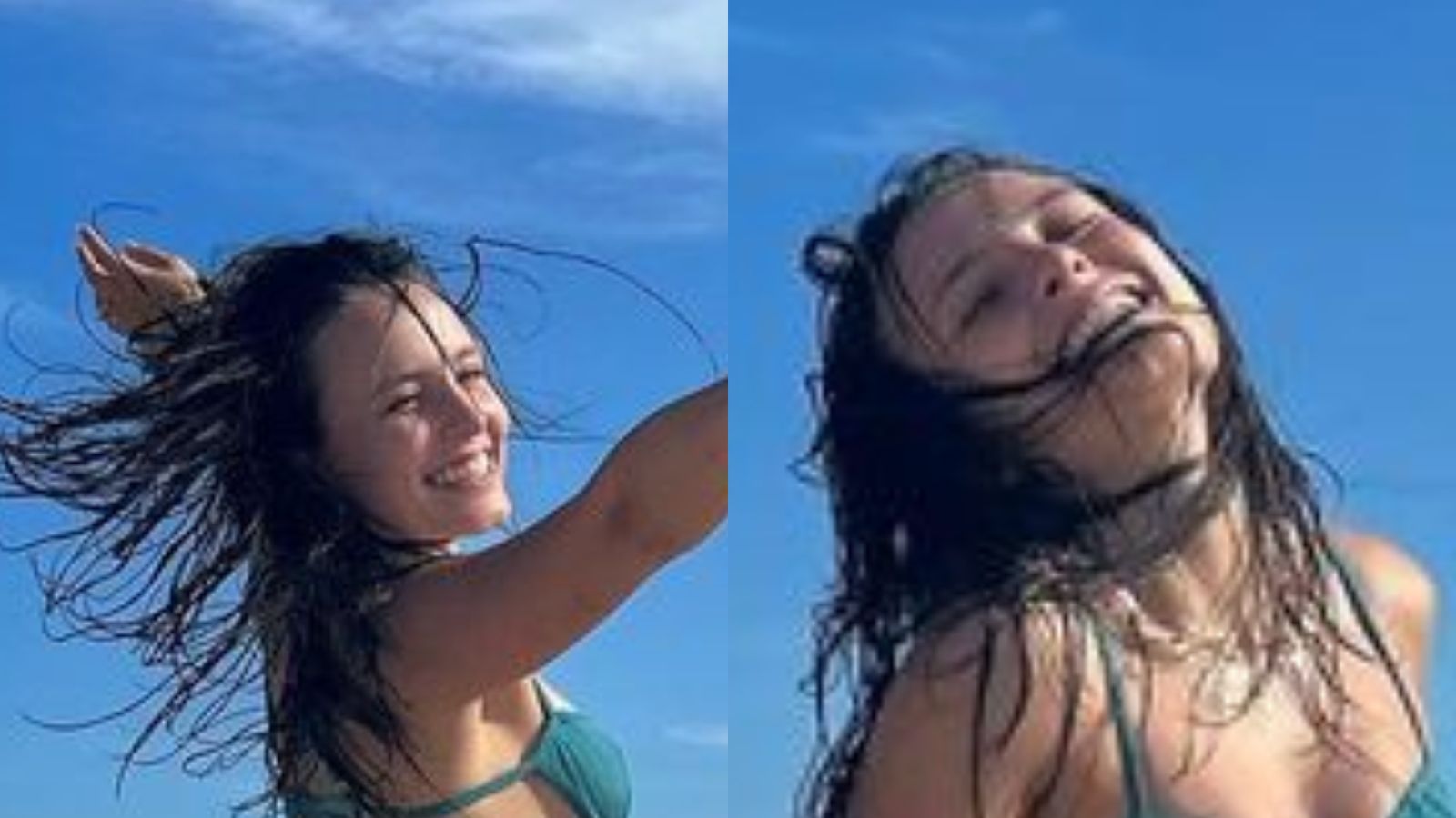 De biquíni azul, Larissa Manoela encanta web com corpaço: “Sereia”